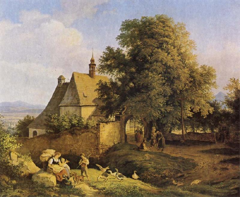 Adrian Ludwig Richter Church at Graupen in Bohemia France oil painting art